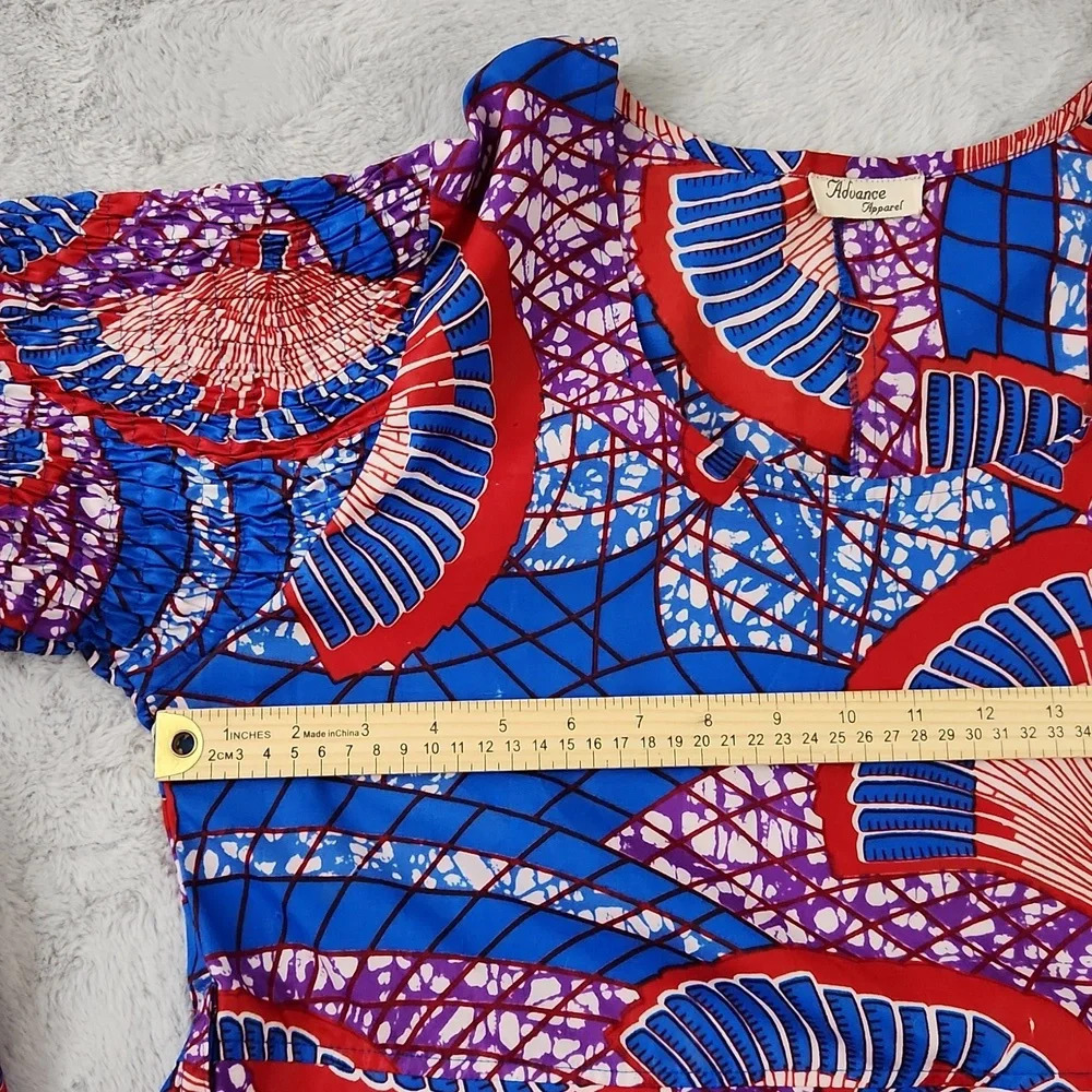 Advance Apparel Ankara AFRICAN Bell Sleeve print dress free size - Picture 8 of 14